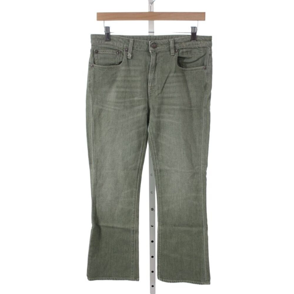 R13 Women Bootcut Jeans Solid Green Cotton Button Size 28